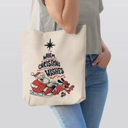 Santa claus and dog on sled christmas tote bag (Υφασμάτινη Τσάντα Αγοράς) Santa claus and dog on sled christmas tote bag (Υφασμάτινη Τσάντα Αγοράς)
